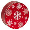 Red with Snowflakes Round Tin Container Size 115 9 7/8" x 1 15/16" (20 pack)