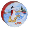 Snowman with Labs Round Tin Container Size 5C
