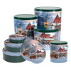 Dashing Through the Snow Round Tin Container Size 5C 9 7/8" x 3 1/2" (12 pack)
