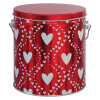 Red Hearts Tall Round Tin Container with Handle Size 8S (1 gal)