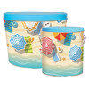 Beach Day Tall Round Tin Container with Handle Size 8S (1 gal) 6 11/16" x 7 1/4" (12 pack)