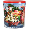 Red Truck Pups Popcorn Tin Container with Handles Size 50T (6.5 gal)