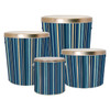 Indigo Stripes Tall Round Tin Container with Handle Size 8S (1 gal) 6 11/16" x 7 1/4" (12 pack)