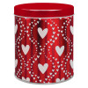 Red Hearts Tall Round Tin Container Size 1QT