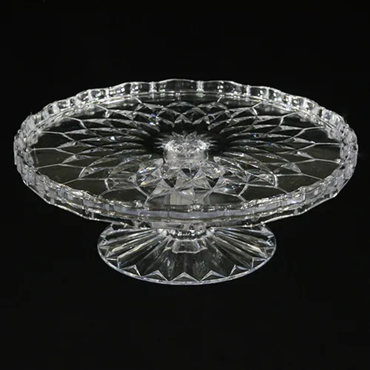 Crystal Cake Plate with Foot and Amber Pearl Cover 31x25cm - Maria Pia Casa