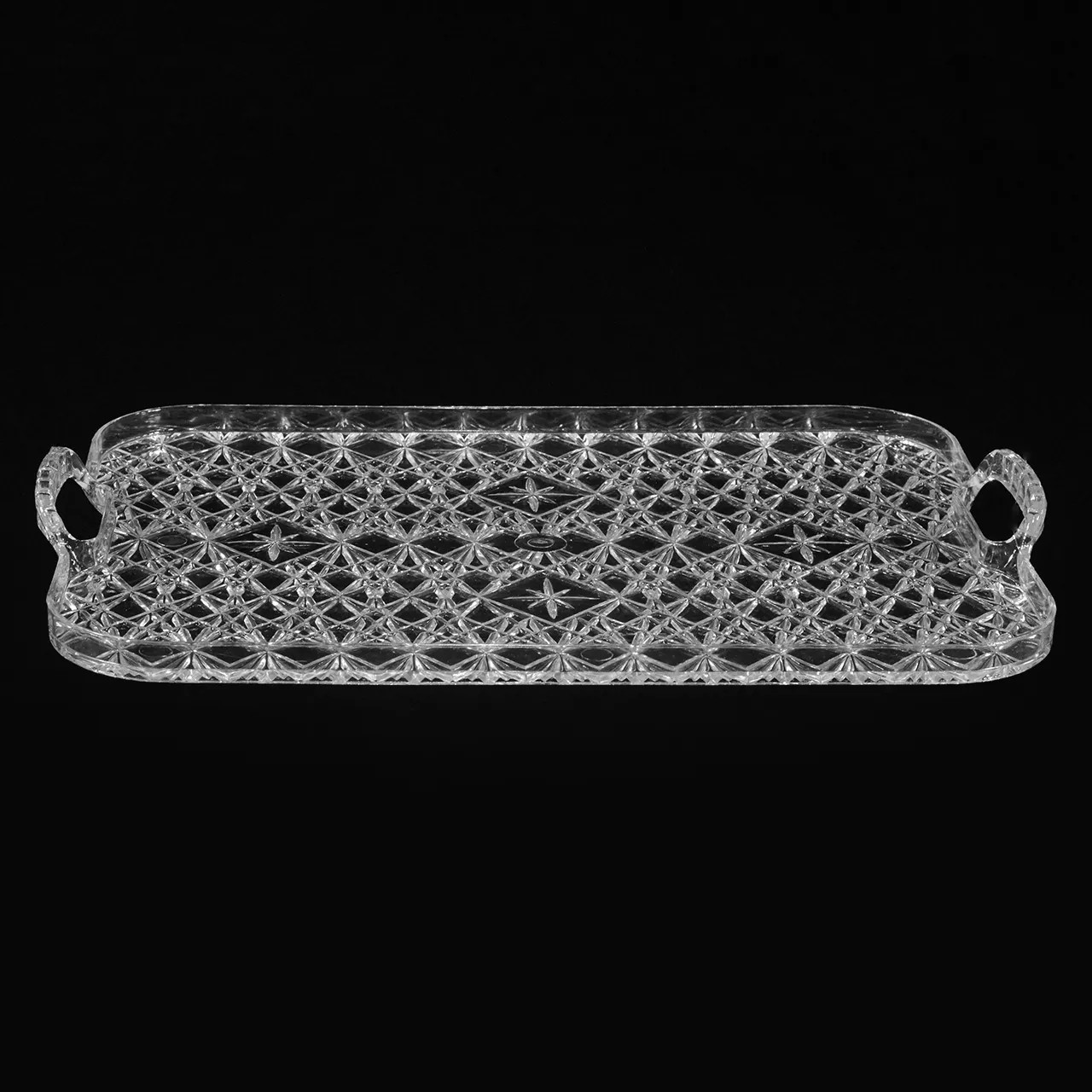 19 x 13 Rectangle Plastic Crystal Cut Tray with Handles