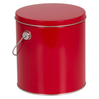 Round Metal Container with Lid - Large 8in - Pastel Red The Lucky