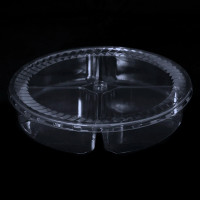 10" 44 oz. Round Clear Plastic 4-Cavity Tub with Lid 10" 44 oz. Round Clear Plastic 4-Cavity Tub with Lid