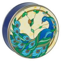 Fancy Feathers Round Tin Container Size 2C Fancy Feathers Round Tin Container Size 2C