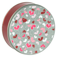 Fluttering Hearts Round Tin Container Size 2C Fluttering Hearts Round Tin Container Size 2C