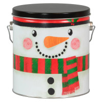 Snowman Tall Round Tin Container Snowman Tall Round Tin Container