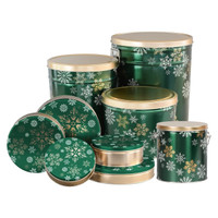 Emerald Snowfall Popcorn Tin Container Size 15T (2 gal) 10 1/4" x 7 13/16" (12 pack)