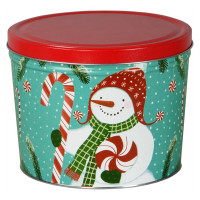 Peppermint Snowmen Popcorn Tin Container Size 15T