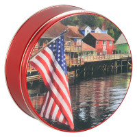Old Glory Round Tin Container Size 2C
