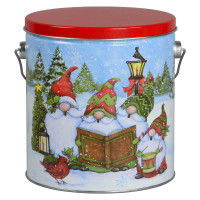 Festive Gnomes Tall Round Tin Container Size 8S Festive Gnomes Tall Round Tin Container Size 8S