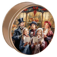 Yuletide Carolers Round Tin Container Size 2C Yuletide Carolers Round Tin Container Size 2C