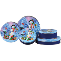 Classic Snowman Round Tin Container Size 5C 9 7/8" x 3 1/2" (12 pack)