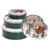 Sleigh Ride Round Tin Container Size 2C 7 3/16" x 2 5/8" (24 pack)