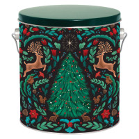 Woodland Winter Tall Round Tin Container with Handle Size 8S Woodland Winter Tall Round Tin Container with Handle Size 8S