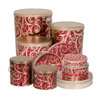 Golden Swirls Round Tin Container Size 3C 8 1/8" x 3" (15 pack)