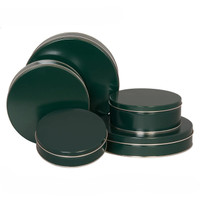 Green Solid Round Tin Container Size 3C 8 1/8" x 3" (15 pack)