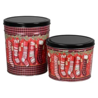Christmas Stockings Popcorn Tin Container Size 25T (3.5 gal) 10 1/4" x 9 3/16" x 11 1/2" (6 pack)
