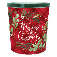 Christmas Plaid Popcorn Tin Container Size 25T Christmas Plaid Popcorn Tin Container Size 25T