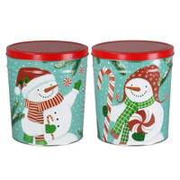 Peppermint Snowmen Popcorn Tin Container Size 25T (3.5 gal) 10 1/4" x 9 3/16" x 11 1/2" (6 pack)