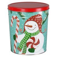 Peppermint Snowmen Popcorn Tin Container Size 25T