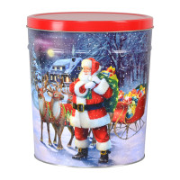 Santa with Reindeer Popcorn Tin Container Size 25T Santa with Reindeer Popcorn Tin Container Size 25T