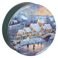 Christmas at Lamplight Village by Thomas Kinkade Studios Round Tin Container Size 115 Christmas at Lamplight Village by Thomas Kinkade Studios Round Tin Container Size 115
