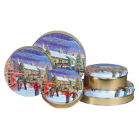 Hometown Holiday Round Tin Container Size 1S 6 11/16" x 1 13/16" (24 pack)