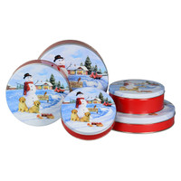 Snowman with Labs Round Tin Container Size 1S 6 11/16" x 1 13/16" (24 pack)