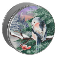 Winter Songbird Round Tin Container Size 1S Winter Songbird Round Tin Container Size 1S