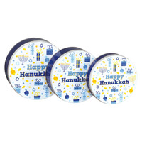 Hanukkah Wishes Round Tin Container Size 1S 6 11/16" x 1 13/16" (24 pack)
