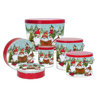Festive Gnomes Round Tin Container Size 1S 6 11/16" x 1 13/16" (24 pack)