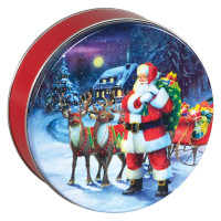 Santa with Reindeer Round Tin Container Size 115 Santa with Reindeer Round Tin Container Size 115