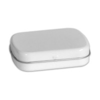 113 White Rectangle Hinged Tin Container 2 5/16" x 1 13/16" x 9/16"