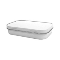 205 White Rectangle Hinged Tin Container 3 11/16" x 2 5/16" x 13/16"