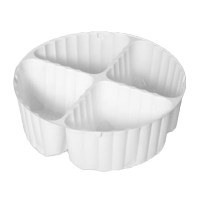White 4-Cavity Compartment Inserts for Size 5C & 9143 Round Tin Containers White 4-Cavity Compartment Inserts for Size 5C & 9143 Round Tin Containers