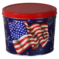Star Spangled Popcorn Tin Container Size 15T (2 gal) 10 1/4" x 7 13/16" (12 pack)