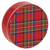 Tartan Red Round Tin Container Size 115 Tartan Red Round Tin Container Size 115