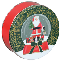 Christmas Snowglobe Round Tin Container Size 2C