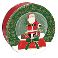 Christmas Snowglobe Round Tin Container Size 3C
