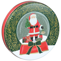 Christmas Snowglobe Round Tin Container Size 115