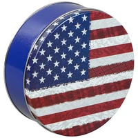 Red White & Blue Round Tin Container Size 5C