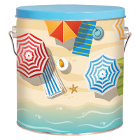 Beach Day Tall Round Tin Container with Handle Size 8S (1 gal)