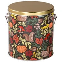 Fall Harvest Tall Round Tin Container with Handle Size 8S (1 gal)