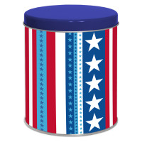 Stars & Stripes Tall Round Tin Container Size 1QT