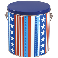 Stars & Stripes Tall Round Tin Container with Handle Size 8S (1 gal)